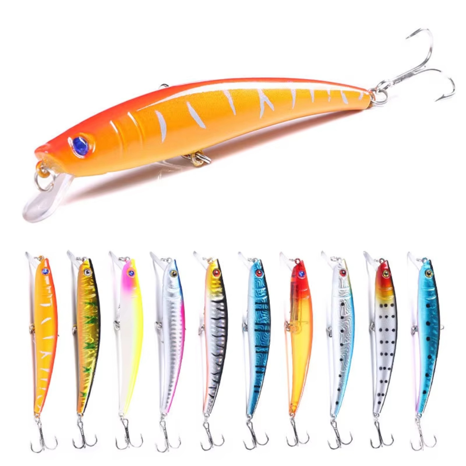 Fishing Hook Treble - เหยื่อตกปลาแบบมิโนว์ 110 มม. 13 กรัม เหยื่อแข็งแบบวอบเบลอร์