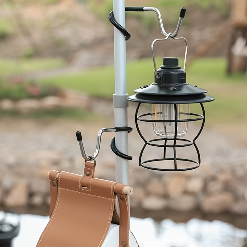 Fishing Hook Stainless Steel - ตะขอแขวนโคมไฟสแตนเลสแบบพกพา สำหรับเสาเต็นท์ โคมไฟล่าสัตว์ ตกปลา ตะขอแขวนโคมไฟแบบไม่ต้องเจาะ สำหรับระเบียง
