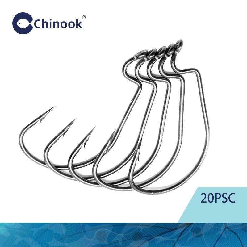 Fishing Hook Offset - ตะขอเบ็ดตกปลา Chinook 20 ชิ้น แบบกว้าง รุ่น