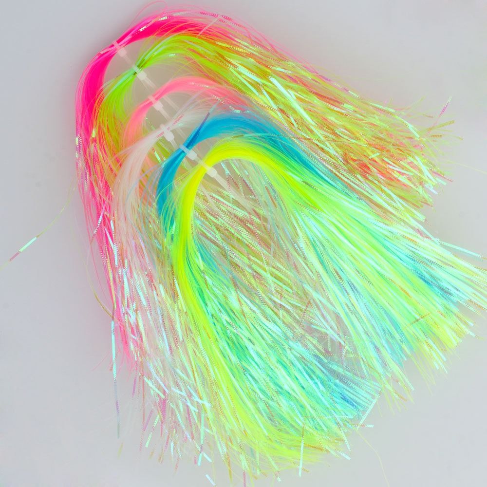 Fishing Hook Jig - 1แพ็คความกว้าง1มม. เส้นลูกฟูกแวววาวเบ็ดตกปลาน้ำเค็มสายคาดแมลงวันแฟลชดิ้นจำลองตาชั่งปลา