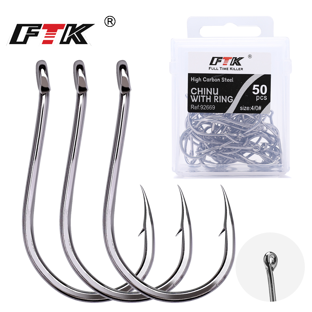 Fishing Hook Offset - เบ็ดตกปลา FTK CHINU แบบมีห่วง มีเงี่ยง ขนาด