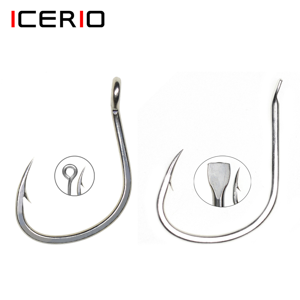 Fishing Hook Assortment - Icerio 10ชิ้นตะขอเคลือบดีบุกป้องกันการกัดกร่อนออกแบบมาเพื่อช่วยในการจับเหยื่อล่อปลาน้ำเค็ม1/0-5/0 #