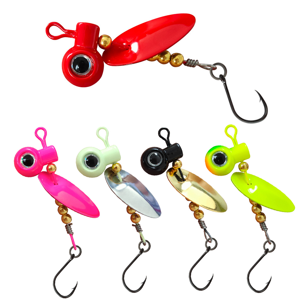Fishing Hook Offset - หัวจิ๊กกิ้งแบบมีใบพัดหมุน 5 ชิ้น น้ำหนัก 2.5g-10g ตา