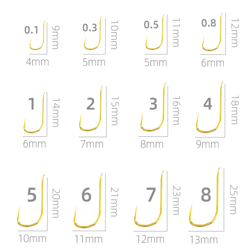 Fishing Hook Size - เบ็ดตกปลาทองคำแบบไม่มีเงี่ยง 100 ชิ้น หลายแบบ หลายขนาด สำหรับปลาคาร์พและอุปกรณ์ตกปลาคาร์พ