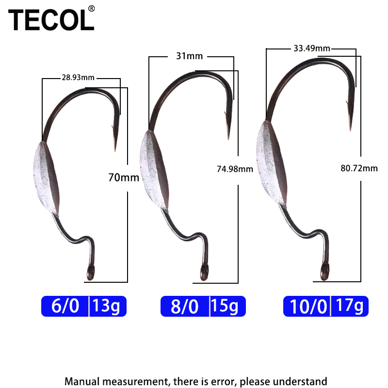 ตะขอเบ็ดตกปลา TECOL 3 ชิ้น ขนา - Fishing Hook Offset บทวิจารณ์และราคา