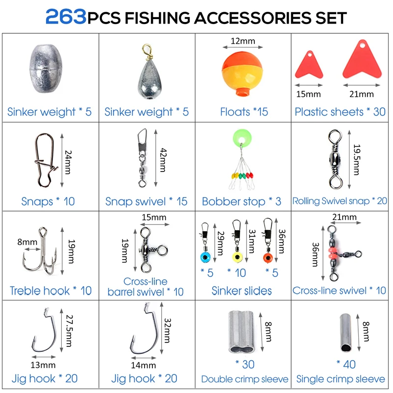 263pcs อุปกรณ์ตกปลากลางแจ้งชุด - Fishing Hook Jig บทวิจารณ์และราคา